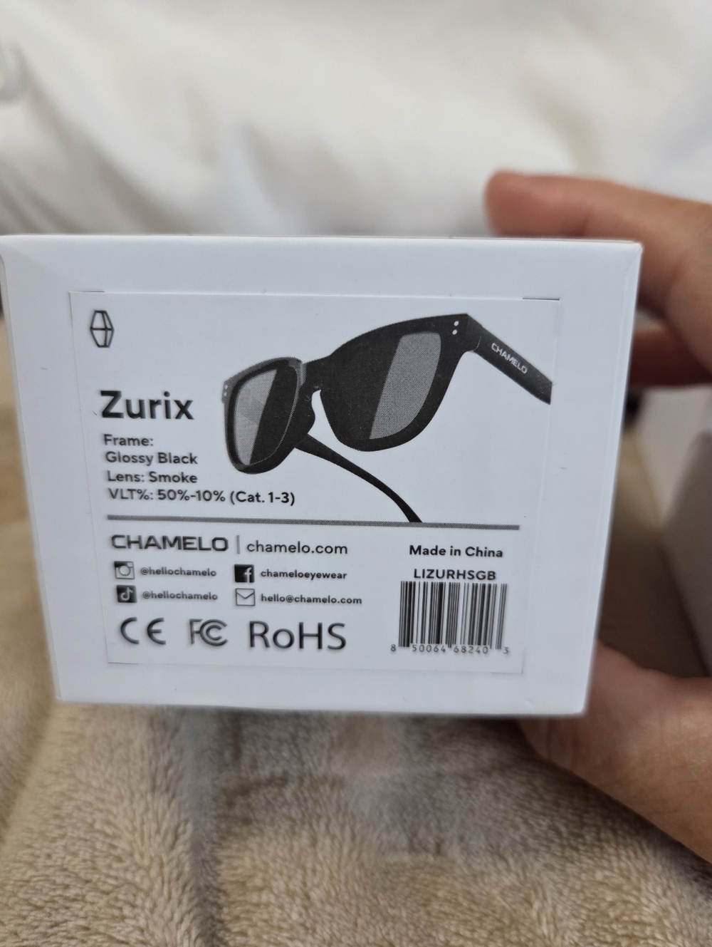 Zurix Glossy Black Sunglasses by CHAMELO